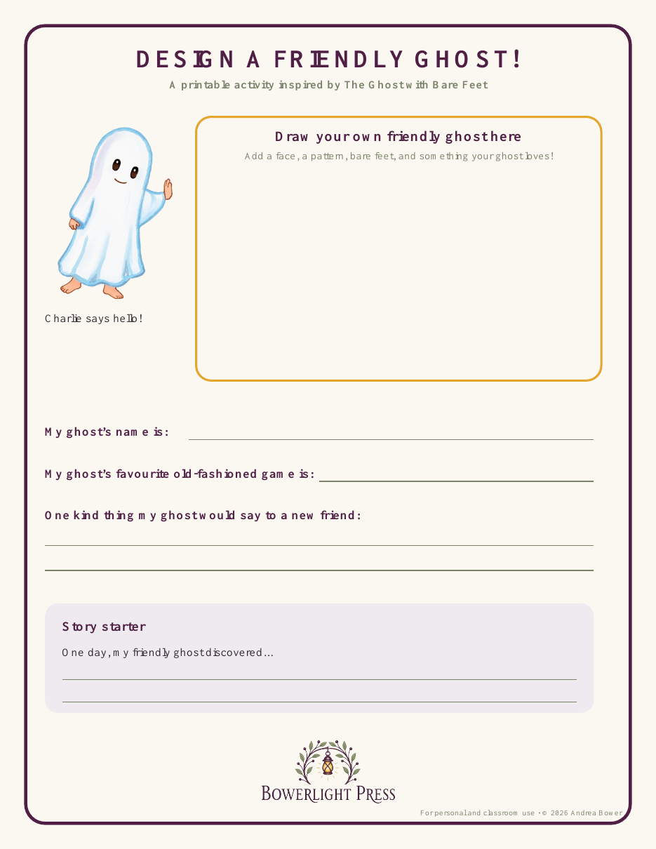 Preview of the Design a Friendly Ghost printable activity sheet