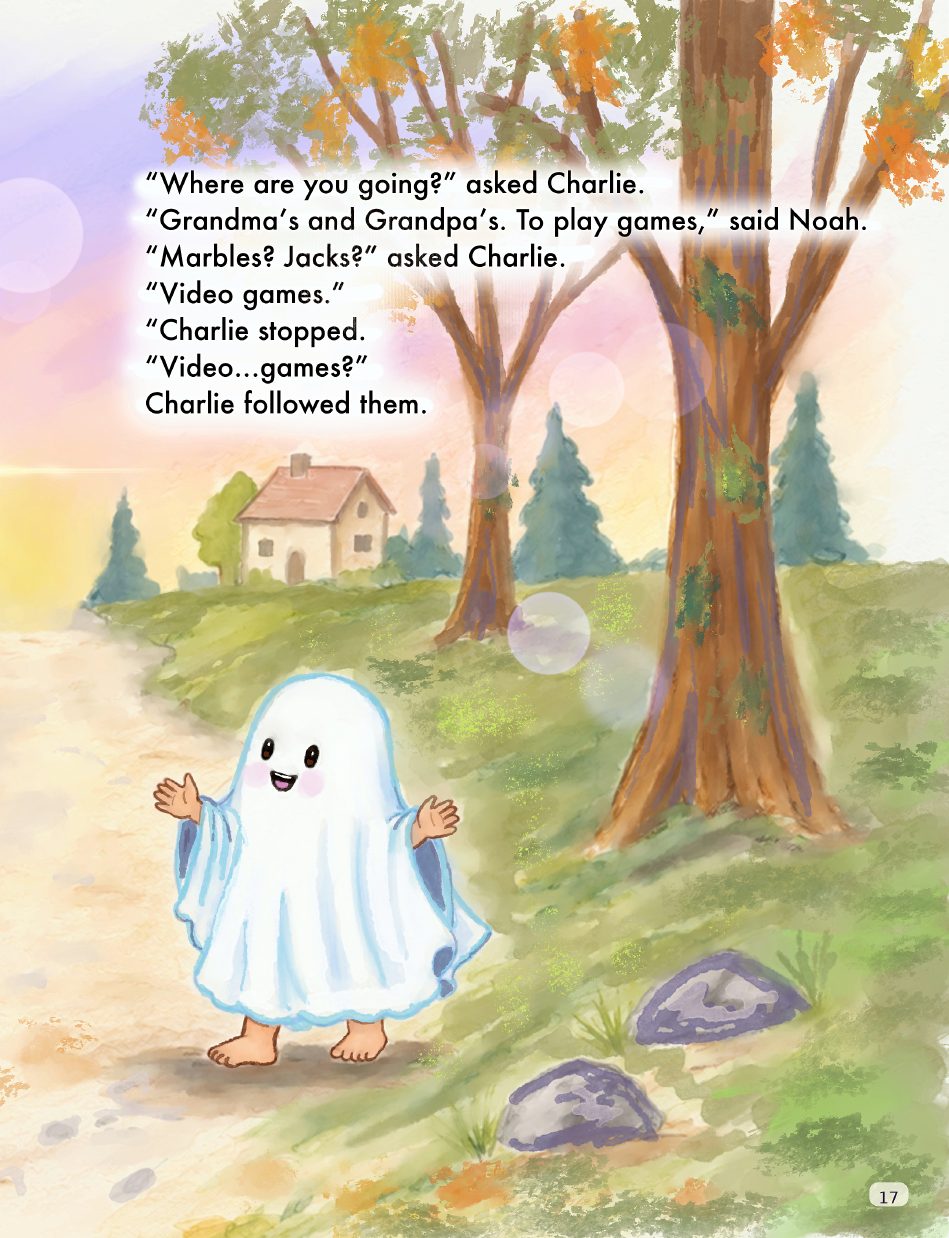 Charlie the friendly ghost walking barefoot through the woods